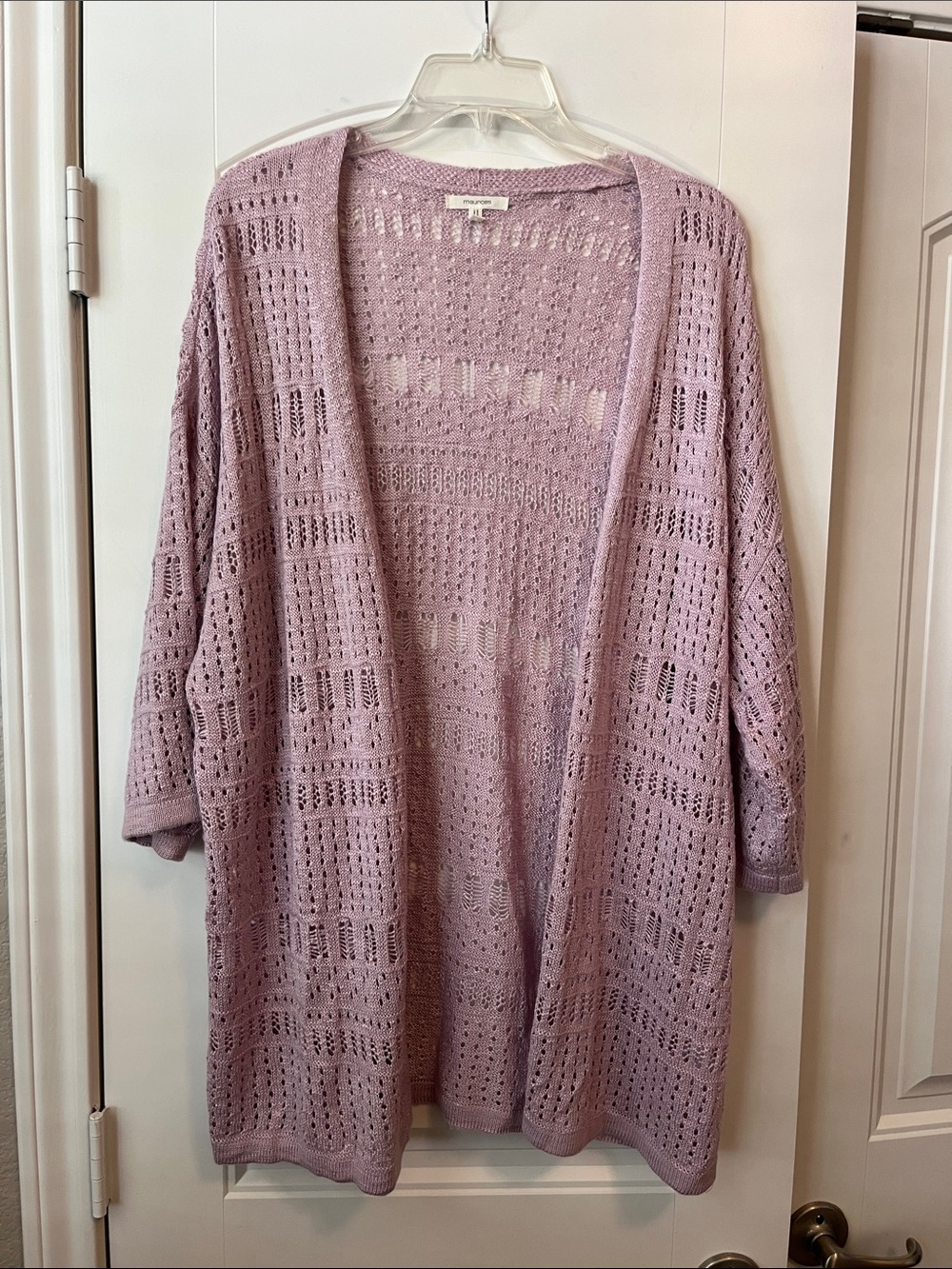 Maurices Lavender Open-Knit Cardigan